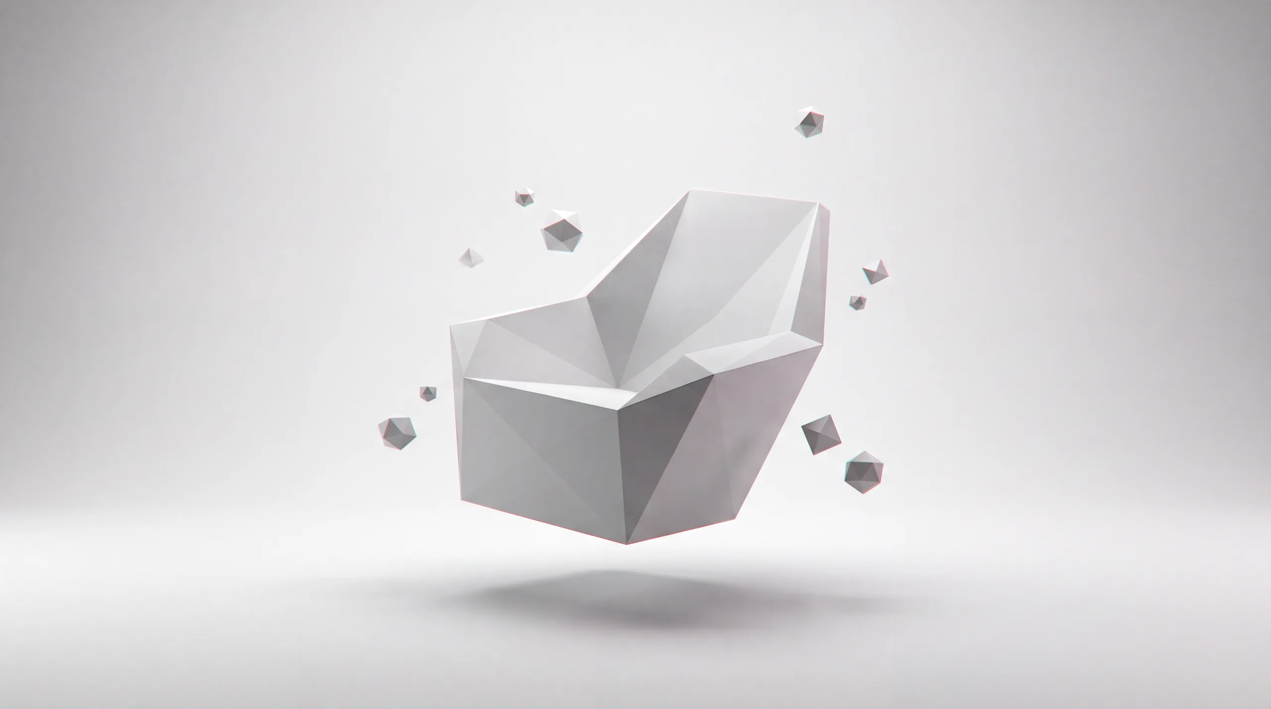 A modernist lounge chair reimagined as a faceted low-poly sculpture